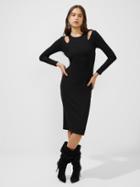 French Connection Safi Ribbed Jersey Long Sleeve Dress
