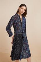 French Connenction Aubine Pleated Floral Midi Shirt Dress