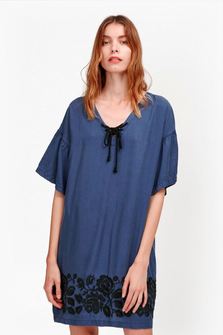 French Connection Mai Stitch Floral Embroidered Tunic Dress