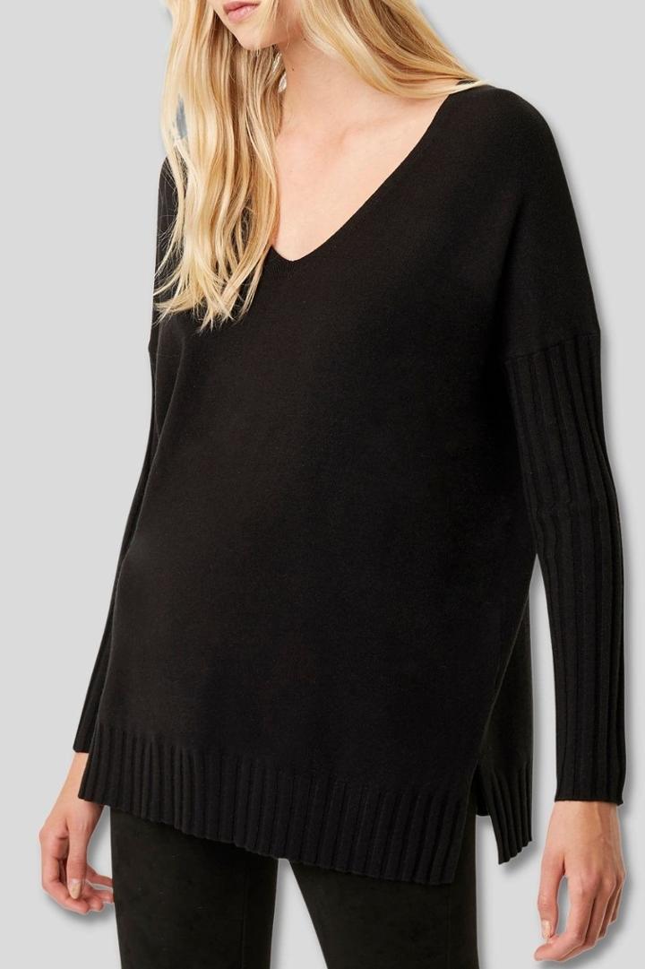 French Connection Babysoft Rib Sleeve V Neck Sweater