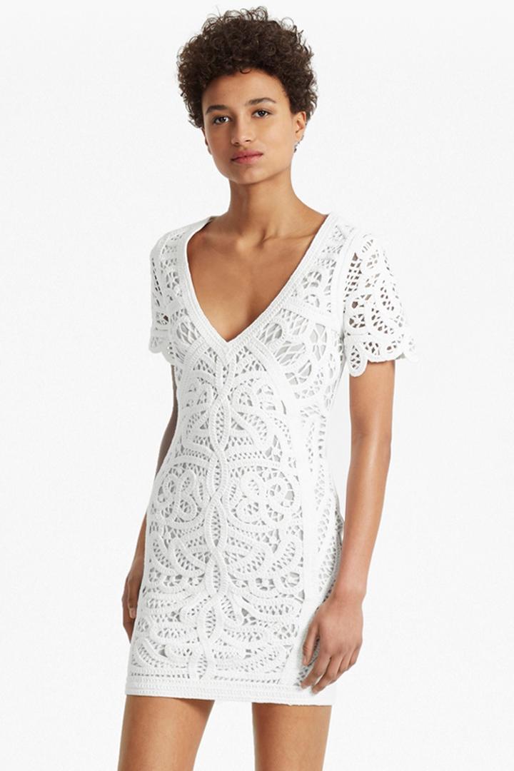 French Connection Mesi Macrame Lace Jersey Dress