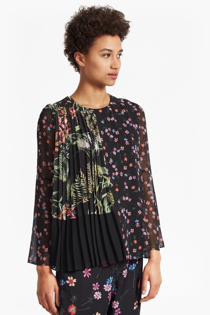 French Connection Bluhm Botero Sheer Fluted Sleeved Top