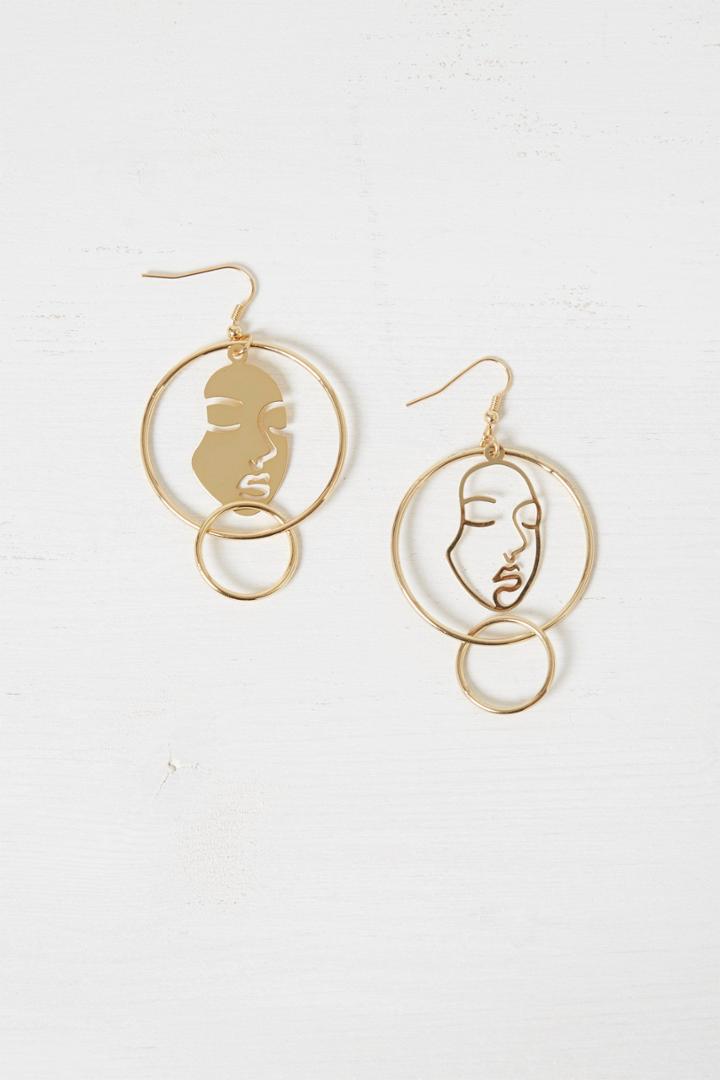 French Connenction Mismatch Faces Earrings