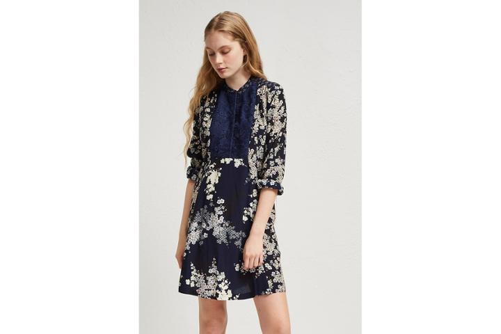 French Connection Rishiri Drape Flared Dress