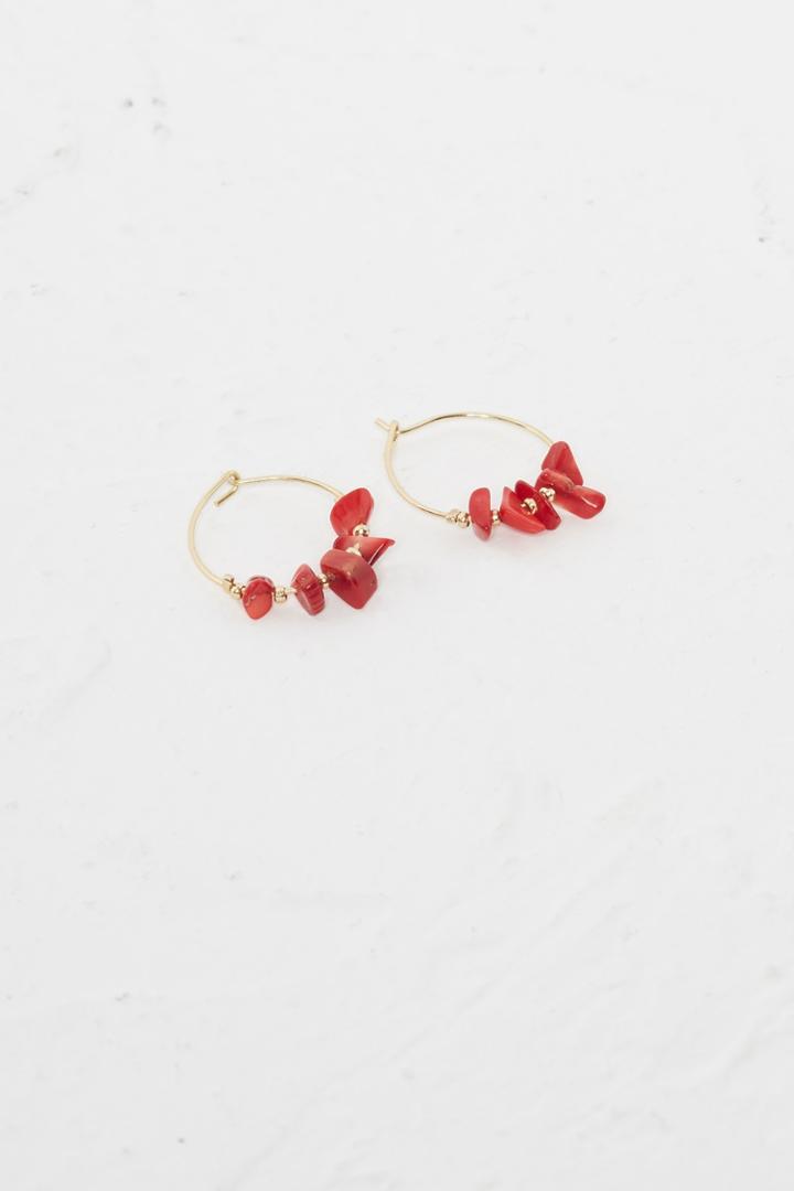 French Connenction Beach Stone Hoop Earrings