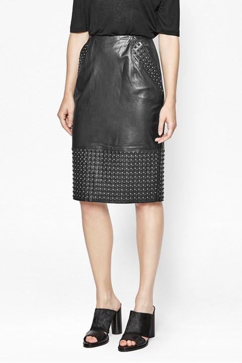 French Connection Chaos Leather Studded Skirt