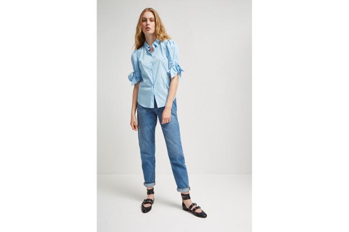 French Connection Eastside Cotton Bow Shirt