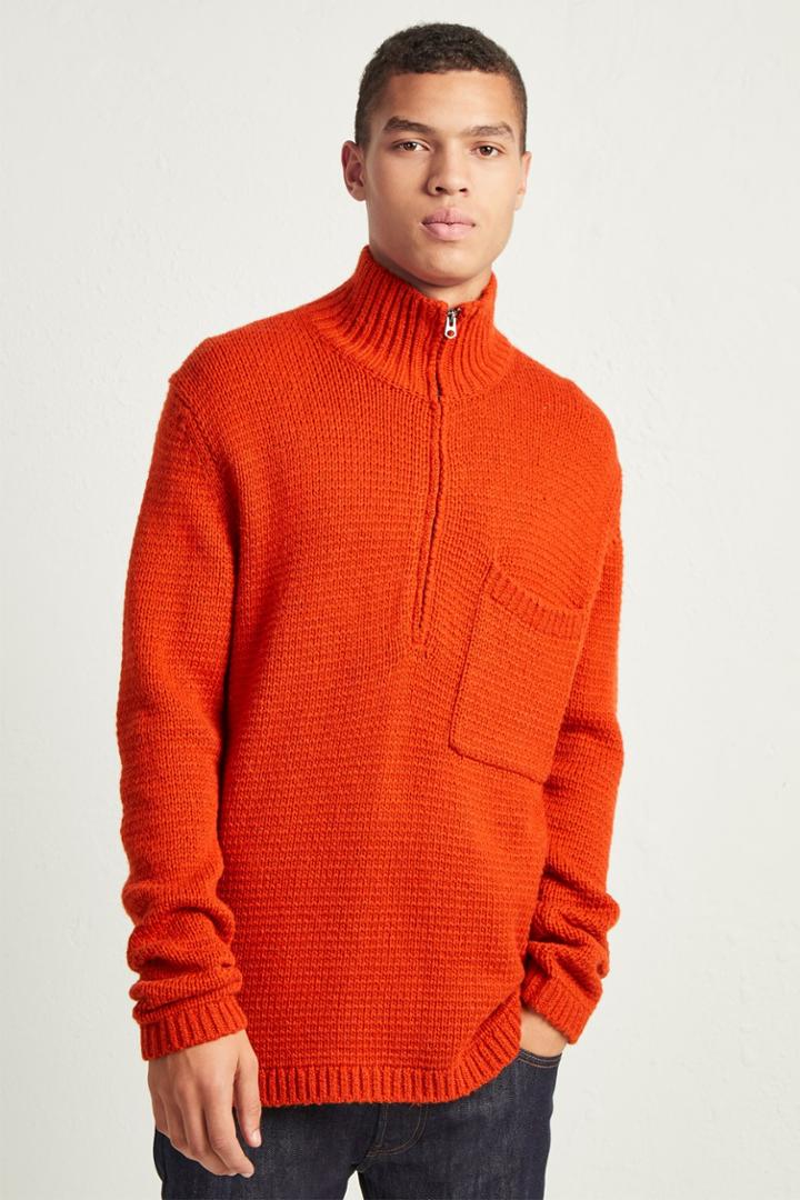 French Connenction Loose Alpaca Wool Half-zip Jumper
