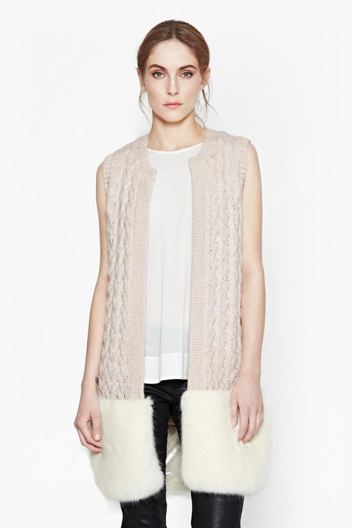 French Connection Glinka Knitted Fur Cardigan