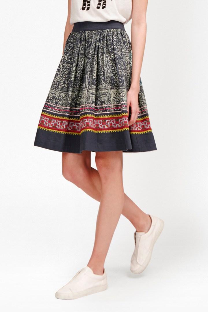 French Connection Lila Tile Linen Flared Skirt