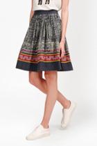 French Connection Lila Tile Linen Flared Skirt