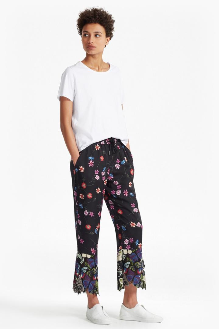 French Connection Botero Lace Mix Tie Waist Trousers