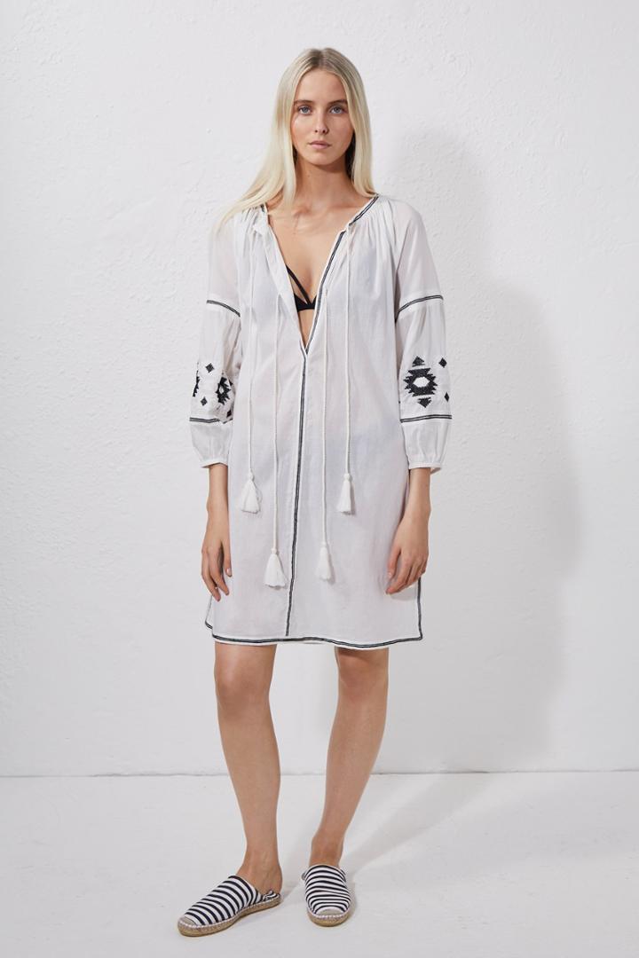 French Connenction Patmos Embroidered Beach Dress