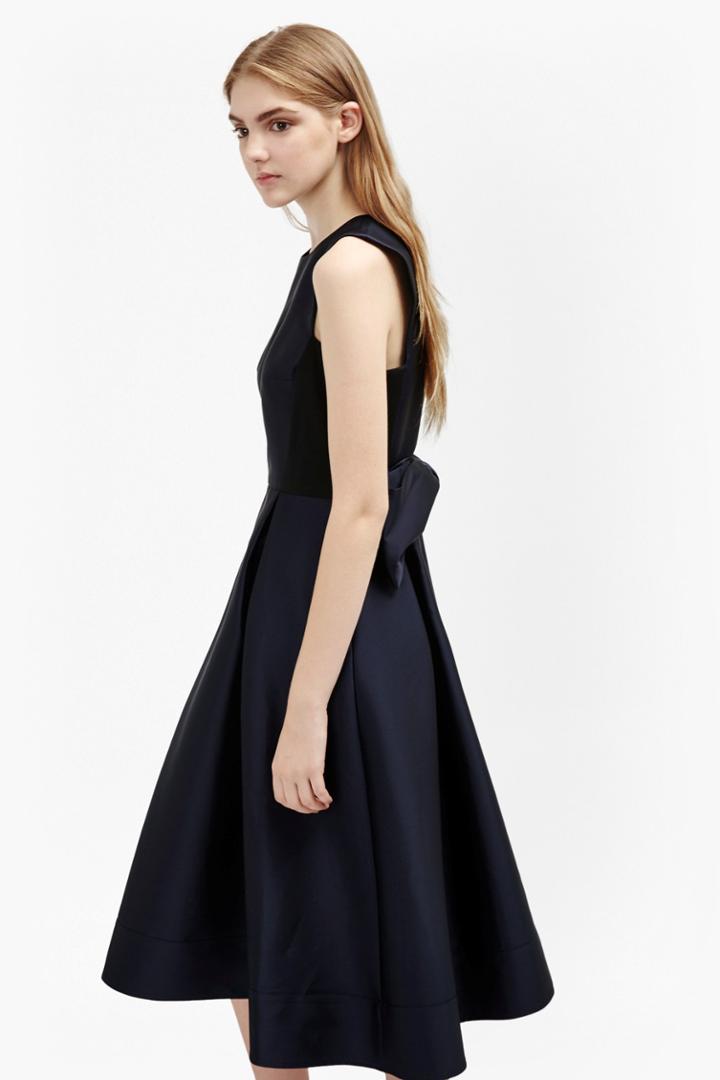 French Connection Juliet Satin Bow Midi Dress