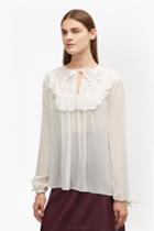 French Connection Ariana Sheer Tie Neck Blouse