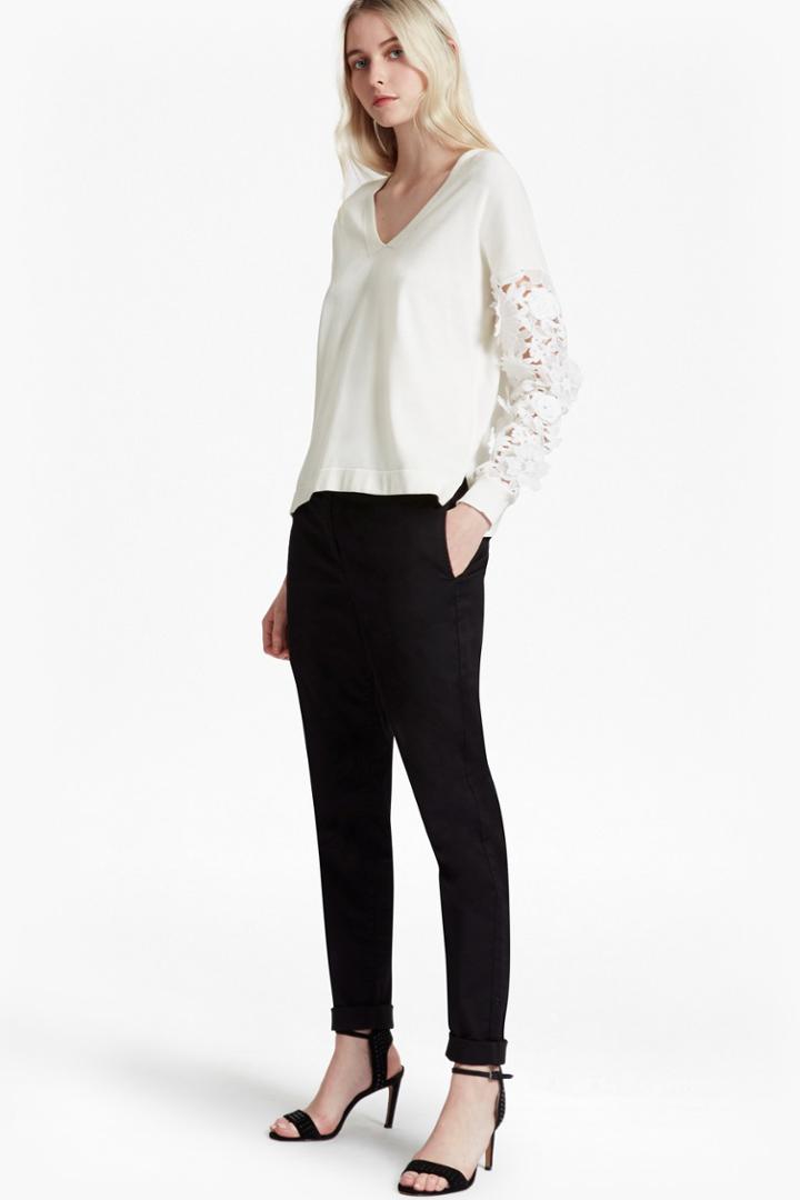 French Connection Manzoni 3d Floral Lace Sleeved Jumper