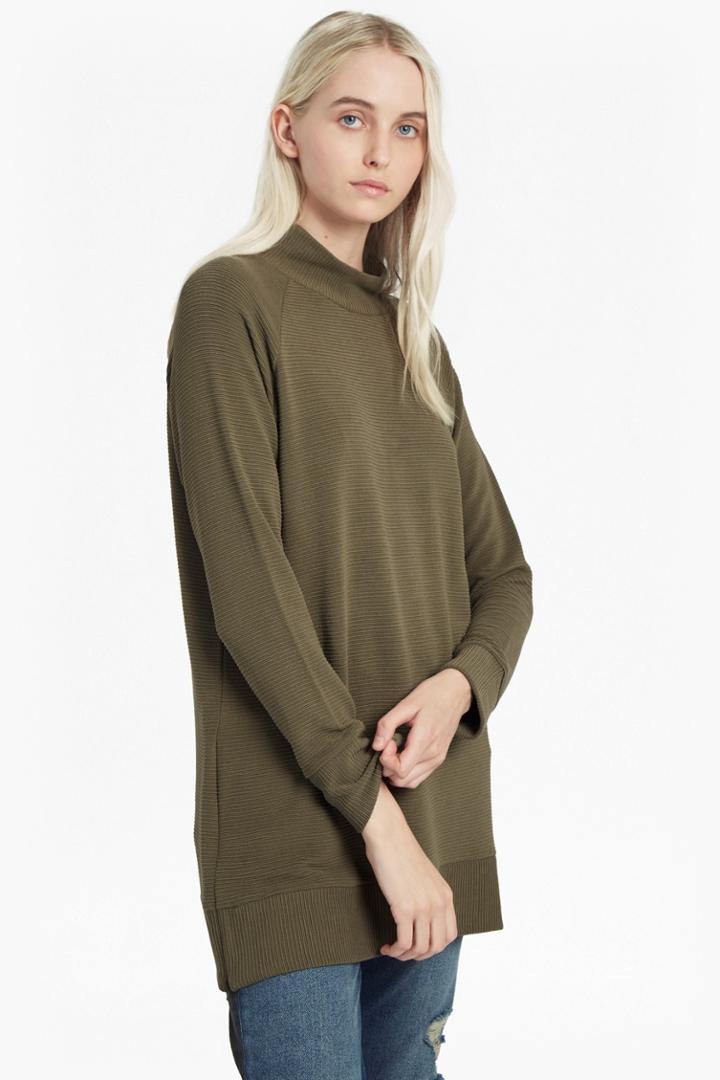 Fcus Sudan Marl Ribbed Zip Side Top