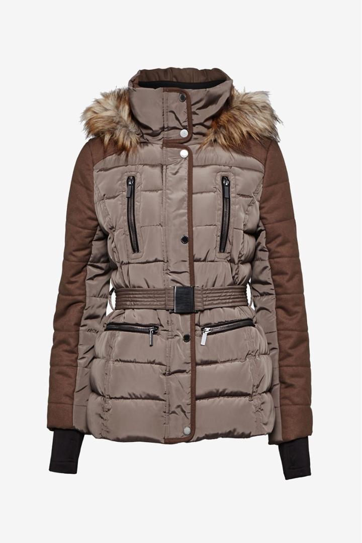 French Connection Faux Wool Anorak Belted Down Coat