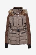French Connection Faux Wool Anorak Belted Down Coat