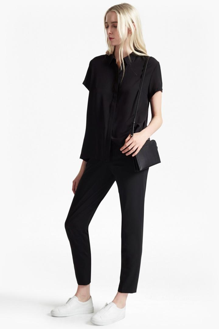 French Connenction Classic Crepe Pleated Back Shirt