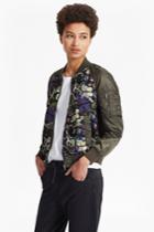 French Connection Rivera Floral Embroidered Bomber Jacket