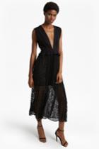 Fcus Angelina Pleated Lace And Jersey Maxi Dress