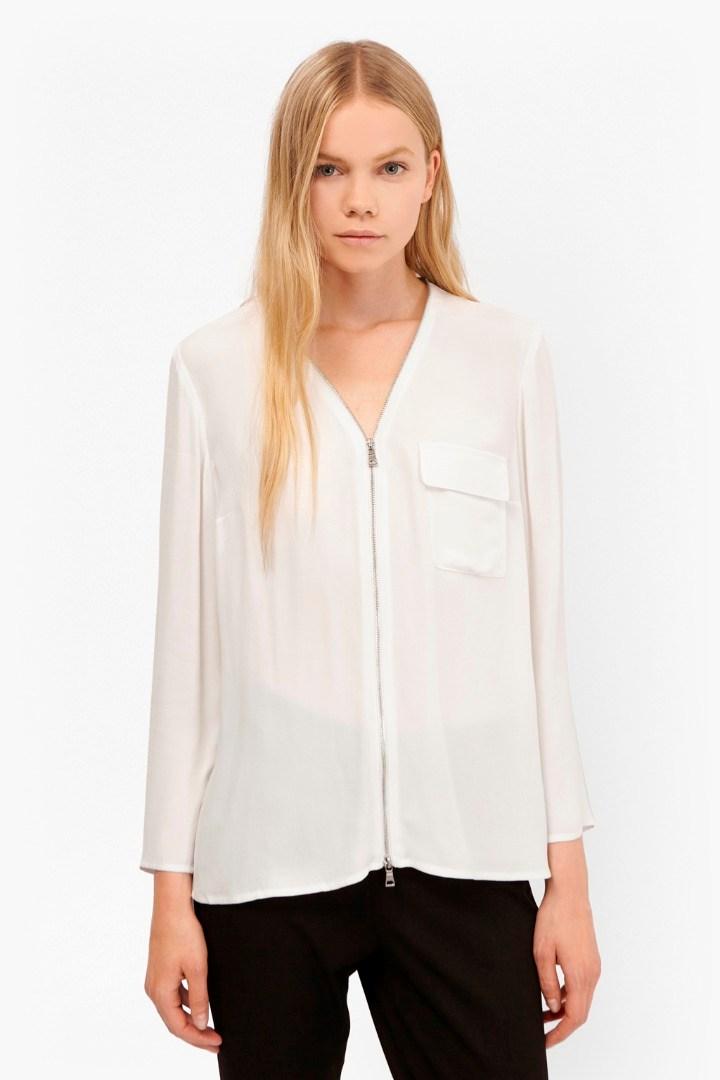 French Connection Belle Crepe Zip Up Blouse