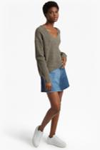 Fcus Two Tone Tweed Knit V Neck Jumper