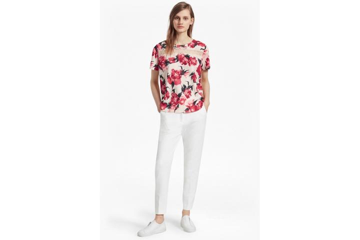 French Connection Allegro Poppy Lace Crepe Top