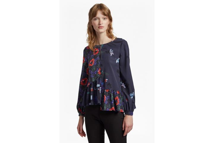 French Connection Lisette Crepe Round Neck Floral Top