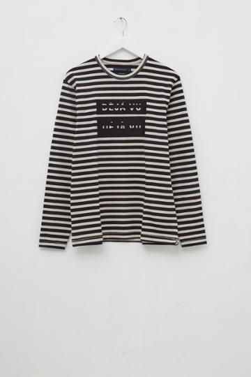 French Connenction Deju Vu Striped Slogan T-shirt