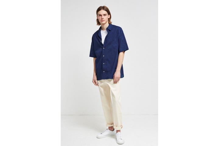 French Connection Indigo Overwashed Short Sleeve Shirt