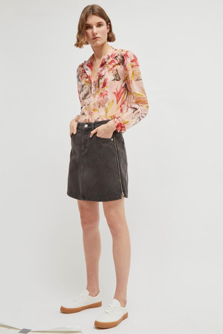 French Connenction Pepper Denim Zip Side Mini Skirt