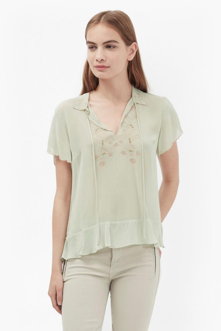 French Connection Blythe Stitch Embroidered Blouse