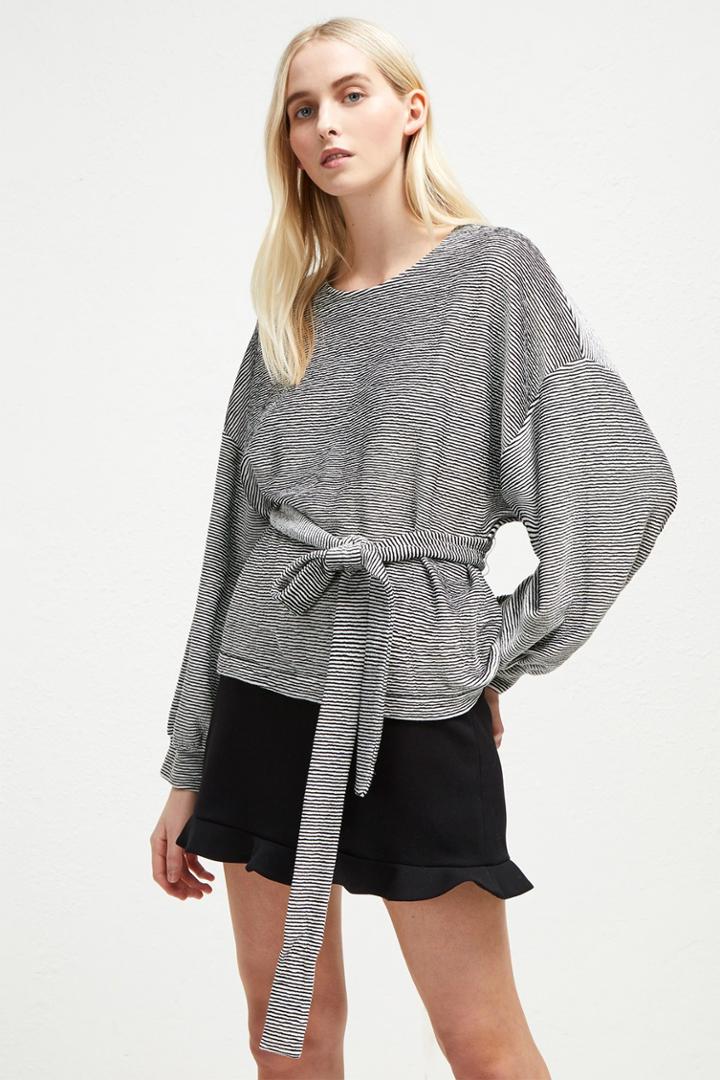 French Connenction Freya Texture Jersey Tie Waist Top