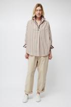 French Connenction Cotton Mix Stripe Pop Over Shirt