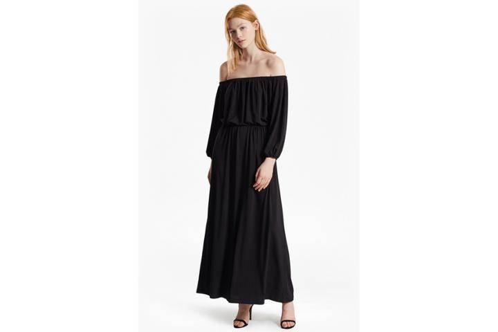 French Connection Adele Drape Bardot Jersey Maxi Dress