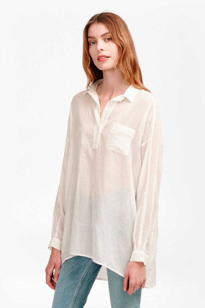 French Connection Sheer Check Pull Over Shirt