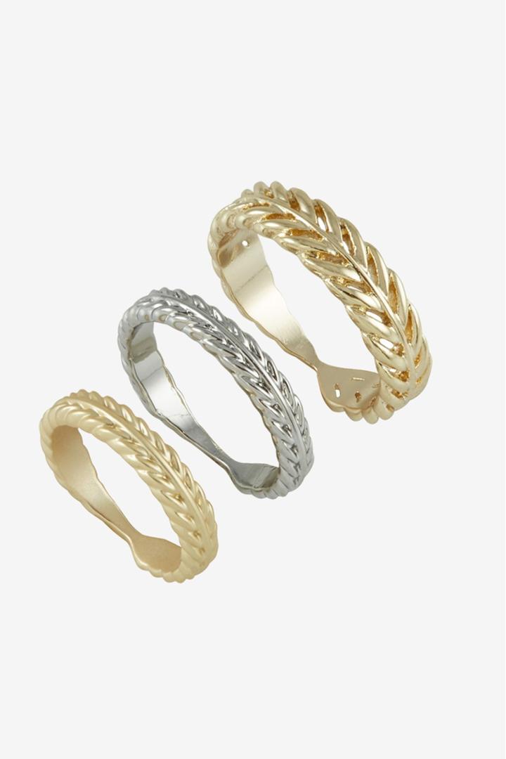 French Connection Feather Midi Rings Set
