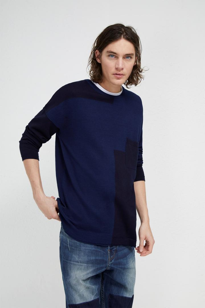 Fcus Indigo Patchwork Knit Jumper