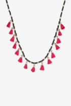 French Connection Beaded Tassel Trontal Necklace