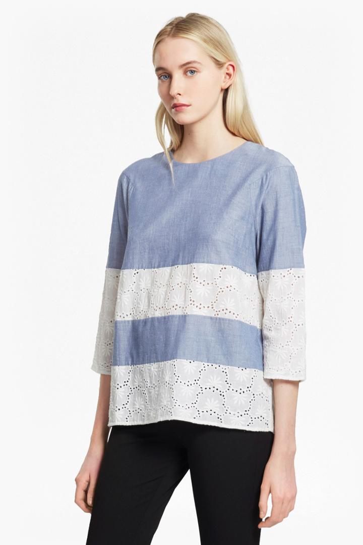 French Connection Kyra Cotton Embroidered Tunic Top