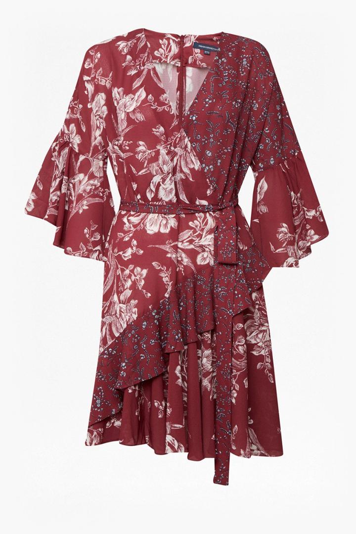 French Connenction Ellette Crepe Frill Wrap Dress