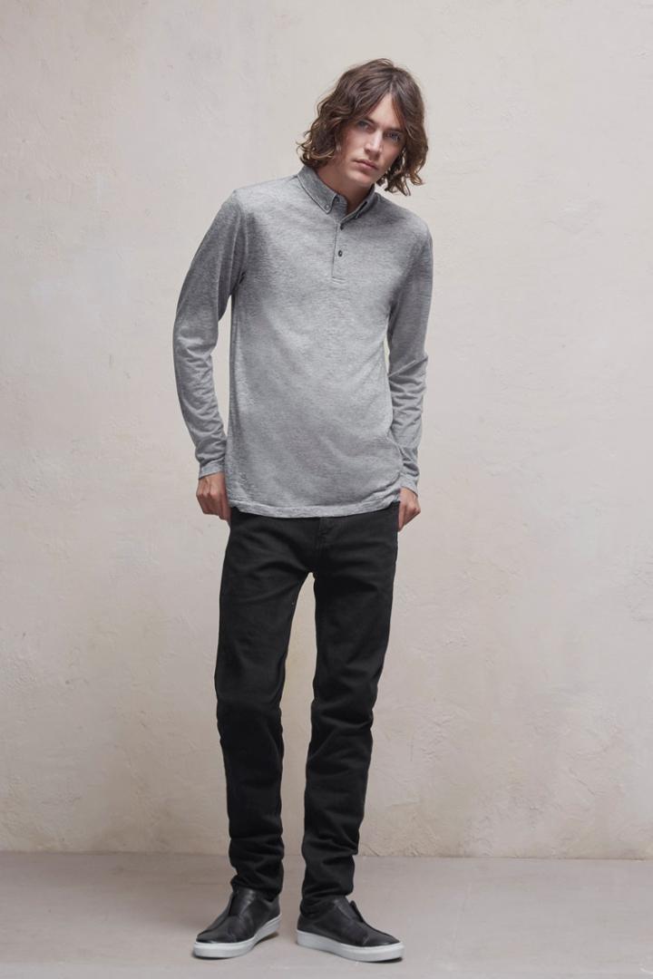 French Connenction Wool Jersey Polo Shirt