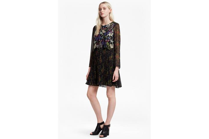 French Connection Cassatt Mix Embroidered Floral Dress