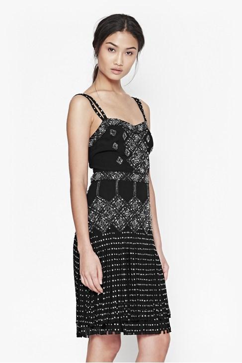 French Connection Diamond Fringe Beaded Dress