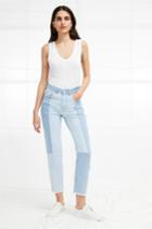 French Connenction Bleach Block Denim High Rise Straight Jeans