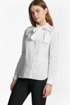 French Connection Southside Cotton Neck Tie Blouse