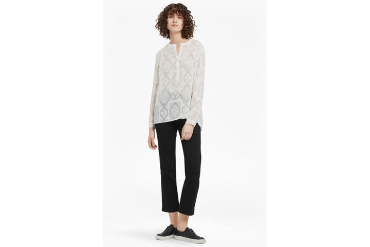 French Connection Edna Fil De Coupe Collarless Shirt