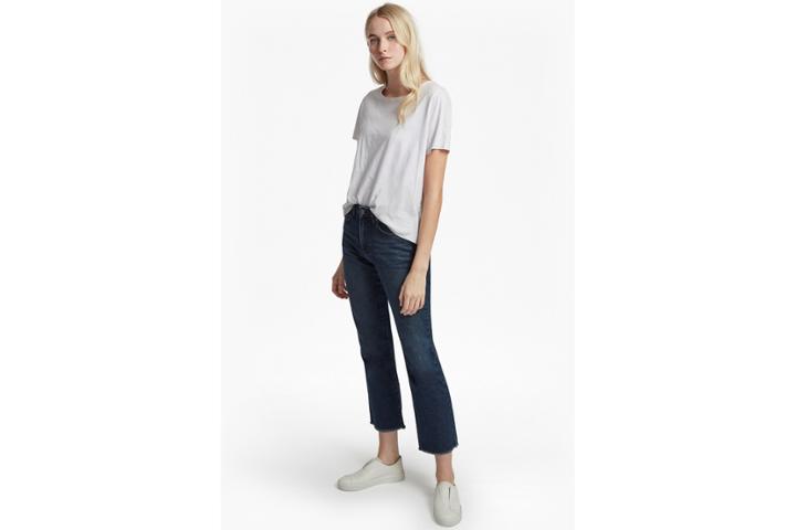 French Connection Ash Denim Cropped Kick Flare Jean